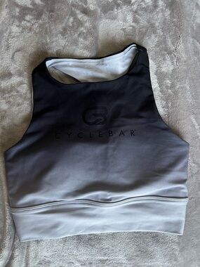 Cyclebar Black to Gray Ombre High Neck Sports Bra